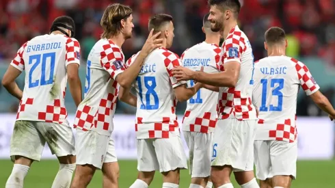 Jogadores croatas comemoram gol diante do Canadá (Foto: Getty Images)
