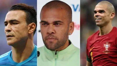 Shaun Botterill/Mohamed Farag/Mohamed Farag/Getty Images –  Assam El Hadary, Daniel Alves e Pepe
