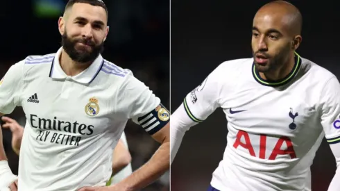 Alex Pantling/Denis Doyle/Getty Images – Benzema e Lucas Moura
