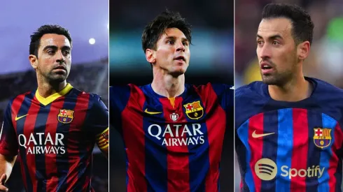 Foto: Getty Images – Xavi, Messi e Sergio Busquets
