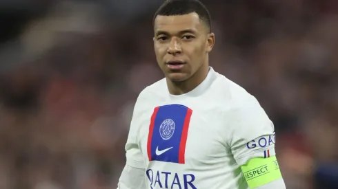 MUNICH, GERMANY – MARCH 08: Kylian Mbappe of Paris Saint-Germain reacts during the UEFA Champions League round of 16 leg two match between FC Bayern München and Paris Saint-Germain at Allianz Arena on March 08, 2023 in Munich, Germany. (Photo by Alex Grimm/Getty Images)
