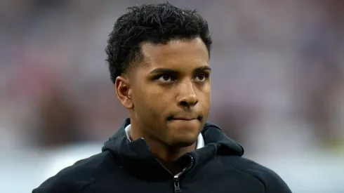 MADRID, SPAIN – MAY 09: Rodrygo Goes of Real Madrid looks on prior to the UEFA Champions League semi-final first leg match between Real Madrid and Manchester City FC at Estadio Santiago Bernabeu on May 09, 2023 in Madrid, Spain. (Photo by Angel Martinez/Getty Images)
