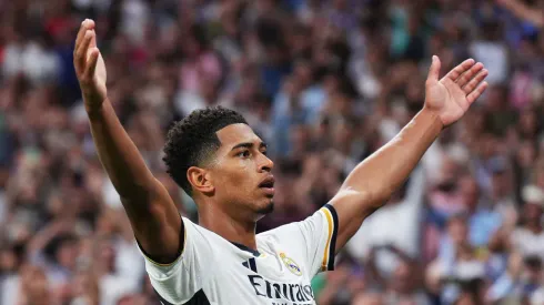 MADRID, SPAIN – SEPTEMBER 02: Jude Bellingham of Real Madrid celebrates after scoring the team's second goal during the LaLiga EA Sports match between Real Madrid CF and Getafe CF at Estadio Santiago Bernabeu on September 02, 2023 in Madrid, Spain. (Photo by Angel Martinez/Getty Images)
