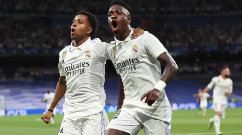 Vinicius Junior e Rodrygo no Real Madrid. Julian Finney/Getty Images
