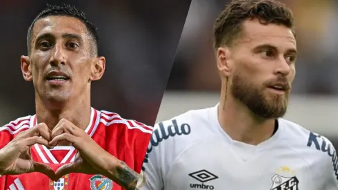 Lucas Lima pode deixar o Santos para formar dupla com Di María na Libertadores. (Fotos: Lucas Lima – Thiago Ribeiro/Agif e Di María – Octavio Passos/Getty Images)
