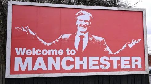  A billboard near Old Trafford shows a picture of Sir Jim Ratcliffe  (Photo by Stu Forster/Getty Images)
