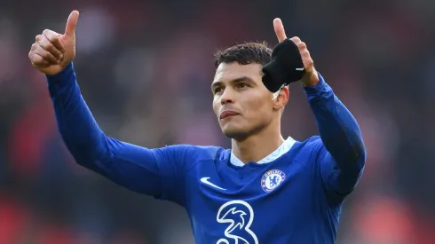 Thiago Silva pelo Chelsea<br />
 (Photo by Laurence Griffiths/Getty Images)
