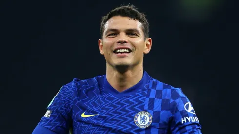 Thiago Silva pelo Chelsea. (Photo by Catherine Ivill/Getty Images)
