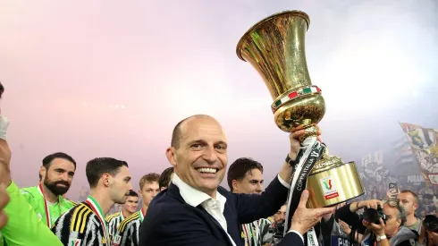 Allegri comemorando título da Copa da Itália da temporada 2023-24. (Photo by Paolo Bruno/Getty Images)
