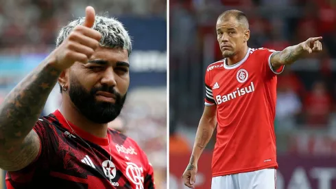 Gabigol se solidariza com momento do Sul. Foto Esq.: Wagner Meier/Getty Images e Foto Dir.: Lucas Uebel/Getty Images
