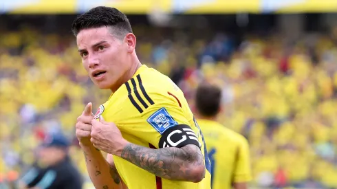 BARRANQUILLA, COLOMBIA – OCTOBER 12: James Rodriguez of Colombia celebrates after scoring the first goal of his team during a FIFA World Cup 2026 Qualifier match between Colombia and Uruguay at Roberto Melendez Metropolitan Stadium on October 12, 2023 in Barranquilla, Colombia. (Photo by Gabriel Aponte/Getty Images)
