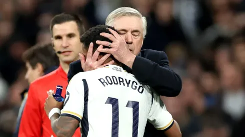 MADRID, SPAIN – FEBRUARY 10: Carlo Ancelotti, with Rodrygo. (Photo by Florencia Tan Jun/Getty Images)
