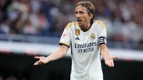 MADRID, SPAIN – SEPTEMBER 02: Luka Modric of Real Madrid reacts during the LaLiga EA Sports match between Real Madrid CF and Getafe CF at Estadio Santiago Bernabeu on September 02, 2023 in Madrid, Spain. (Photo by Angel Martinez/Getty Images)
