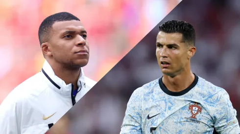 Mbappé e Cristiano Ronaldo duelam por uma vaga nas semifinais na Eurocopa 2024. Fotos: Getty Images.
