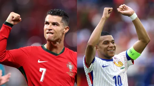 Cristiano Ronaldo (Photo by Alex Livesey/Getty Images) e Mbappé  (Photo by Carl Recine/Getty Images)
