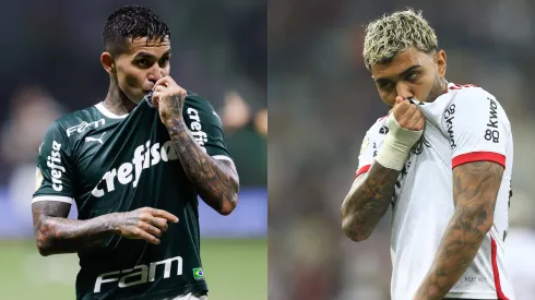 Dudu, jogador do Palmeiras Dudu  (Photo by Alexandre Schneider/Getty Images)<br />
 e Gabigol, do Flamengo (Photo by Wagner Meier/Getty Images) 
