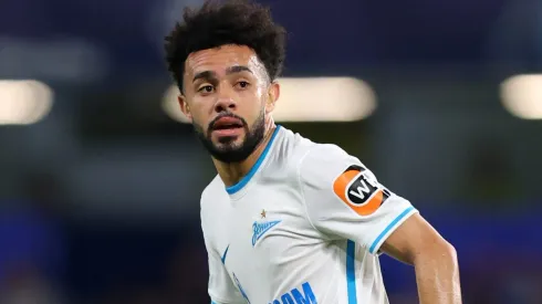 LONDON, ENGLAND – SEPTEMBER 14: Claudinho of Zenit Saint Petersburg during the UEFA Champions League group H match between Chelsea FC and Zenit St. Petersburg at Stamford Bridge on September 14, 2021 in London, England. (Photo by Catherine Ivill/Getty Images)
