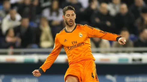 Sergio Ramos com o uniforme laranja do Real Madrid. Foto: Imago Images
