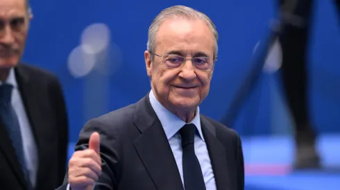 Florentino Pérez, presidente do Real Madrid quer a contratação de Mastantuono, do River Plate. (Photo by David Ramos/Getty Images)
