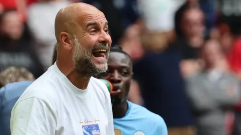 Guardiola na final da Supercopa da Inglaterra
