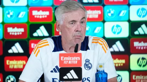 Carlo Ancelotti em coletiva pelo Real Madrid
