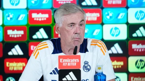 Carlo Ancelotti, técnico do Real Madrid, em coletiva de imprensa. (Foto: Oscar J. Barroso/Imago/ZUMA Press Wire)
