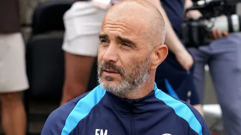 COLUMBUS, OHIO – AUGUST 03: Enzo Maresca manager of Chelsea FC looks on from the bench before the pre-season against Manchester City friendly  at Ohio Stadium on August 03, 2024 in Columbus, Ohio. (Photo by Jason Mowry/Getty Images)
