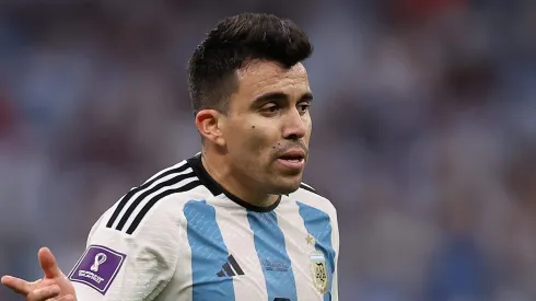 Marcos Acuña, da Argentina, reage durante a Copa do Mundo FIFA Qatar 2022. (Foto: Julian Finney/Getty Images)
