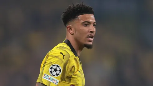 Jadon Sancho, no Borussia Dortmund, observa durante a partida da UEFA Champions League no estádio de Wembley. (Foto: Jonathan Moscrop / Sportimage)
