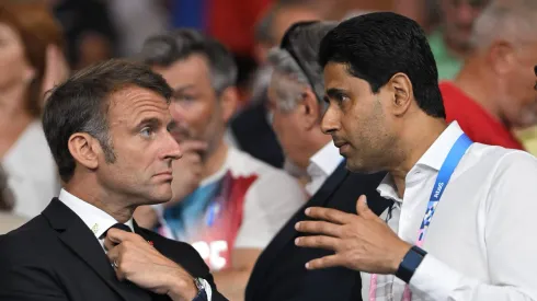 Nasser Al-Khelaifi conversa com presidente da França nos bastidores
