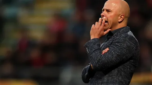 THE HAGUE, NETHERLANDS – OCTOBER 03: Arne Slot, Manager of AZ Alkmaar reacts during the UEFA Europa League group L match between AZ Alkmaar and Manchester United at ADO Den Haag on October 03, 2019 in The Hague, Netherlands. (Photo by Naomi Baker/Getty Images)
