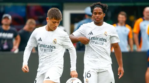 August 3, 2024, East Rutherford, Nj, UNITED STATES: Arda Go¼ler and Endrick of Real Madrid during a match against Barcelona, a game valid for the Soccer Champions Tour friendly match at MetLife Stadium in East Rutherford this Saturday, August 3, 2024. East Rutherford UNITED STATES – ZUMAv122 20240803_aap_v122_026 Copyright: xWilliamxVolcovx
