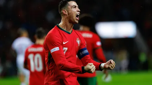 Cristiano Ronaldo seen celebrating after scoring goal during UEFA Nations League game between national teams of Portugal and Poland at Estadio do Dragao Maciej Rogowski Porto Estadio Do Dragao Portugal Copyright: xMaciejxRogowskix porpol2425-39
