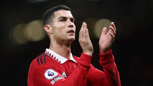 Manchester, England, 30th October 2022. Cristiano Ronaldo of Manchester United, ManU applauds the fans during the Premier League match at Old Trafford, Manchester. Picture credit should read: Darren Staples / Sportimage EDITORIAL USE ONLY. No use with unauthorised audio, video, data, fixture lists, club/league logos or live services. Online in-match use limited to 120 images, no video emulation. No use in betting, games or single club/league/player publications. SPI-1999-0054
