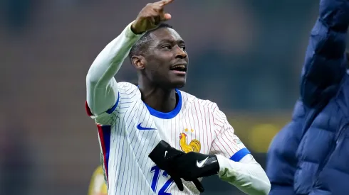 Italy v France – UEFA Nations League 2024 Randal Kolo Muani of France celebrates the victory at the end of the UEFA Nations League 2024/25 League A Group 2 match between Italy and France at Stadio Giuseppe Meazza on November 17, 2024 in Milan, Italy. Milan Stadio Giuseppe Meazza Milan Italy Copyright: xGiuseppexMaffiax NationsLeague_Italy-France_171124_DSC7923
