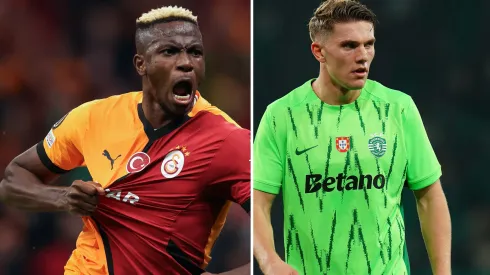 Manchester United avança por atacante em acordo milionário. Fotos: Ahmad Mora e Gualter Fatia/Getty Imagens.
