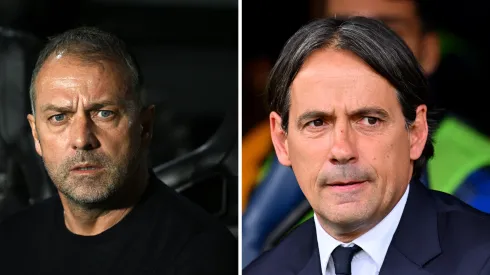 Hansi Flick, treinador do Barcelona  (Photo by Octavio Passos/Getty Images) e Simone Inzaghi, da Inter (Photo by Alessandro Sabattini/Getty Images)
