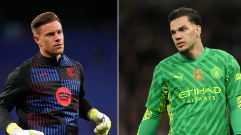 Ter Stegen, do Barcelona e Ederson, do Manchester City (Photo by Alex Caparros/Getty Images) e  (Photo by Justin Setterfield/Getty Images)
