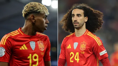 Cucurella do Chelsea e Lamine Yamal, do Barcelona. Jogadores são companheiros na Seleção da Espanha (Fotos: Alex Grimm/Getty Images) 
