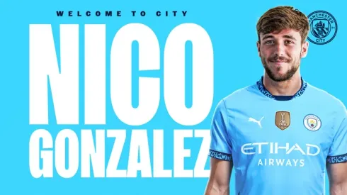Nico González é o novo reforço do Manchester City. Foto: site oficial do Manchester City
