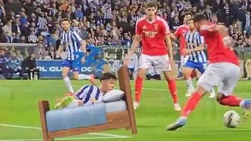 Benfica goza com Nehuén Pérez no TikTok. Foto: Reprodução/TikTok Benfica
