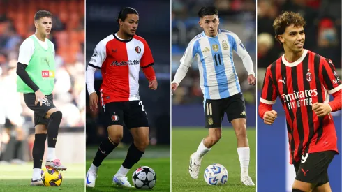 Barrenechea, Moussa, Thiago Almada e João Félix: alvos do Benfica. Fotos: Getty Images

