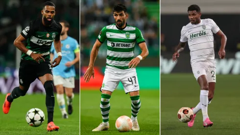 St. Juste, Ricardo Esgaio e Matheus Reis, do Sporting. Fotos: Getty Images
