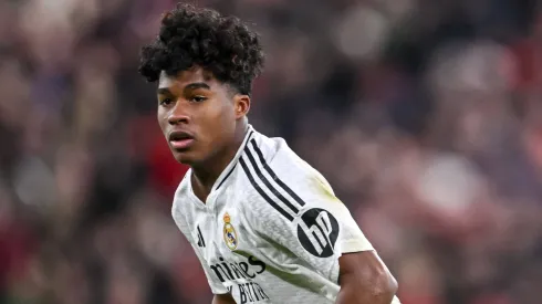Endrick (Real Madrid CF) Looks on during the UEFA Champions League 2024 25 League Phase MD5 match between Liverpool FC and Real Madrid C.F. at Anfield on November 27, 2024 in Liverpool, England.