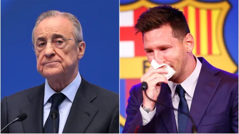 Florentino Perez (left) and Lionel Messi (right)