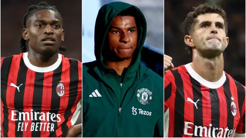 Rafael Leao (left), Marcus Rashford (center), Christian Pulisic (right)