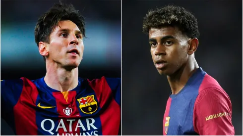 Lionel Messi (left) and Lamine Yamal (right)