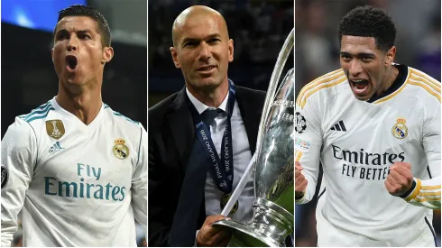 Cristiano Ronaldo (left), Jude Bellingham (center), and Zinedine Zidane (right)