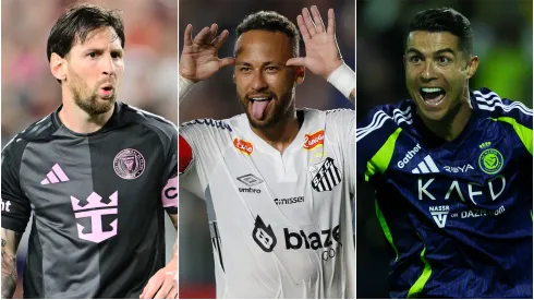 Lionel Messi (left), Neymar (center), and Cristiano Ronaldo (right)