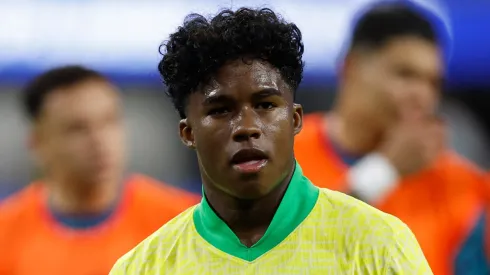 Endrick of Brazil walks out the pitch after the CONMEBOL Copa America 2024 Group D match between Brazil and Costa Rica at SoFi Stadium on June 24, 2024 in Inglewood, California.